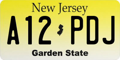 NJ license plate A12PDJ