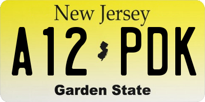 NJ license plate A12PDK