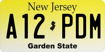 NJ license plate A12PDM