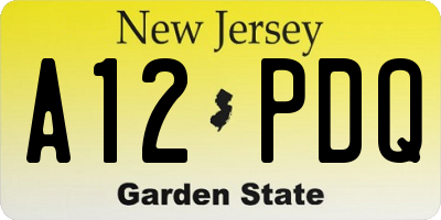 NJ license plate A12PDQ