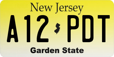 NJ license plate A12PDT