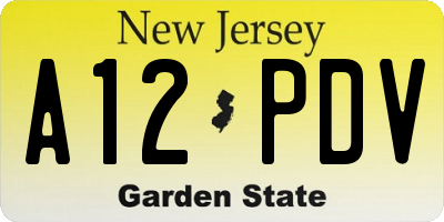 NJ license plate A12PDV