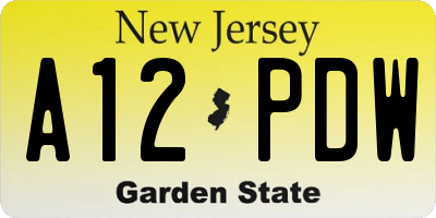 NJ license plate A12PDW