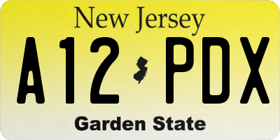 NJ license plate A12PDX