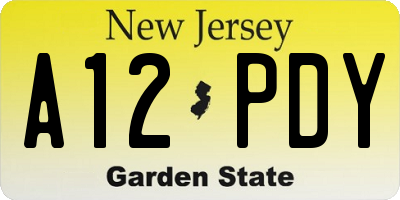NJ license plate A12PDY