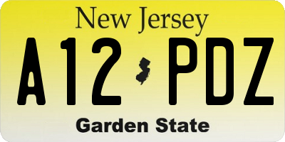 NJ license plate A12PDZ