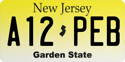 NJ license plate A12PEB