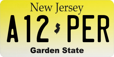 NJ license plate A12PER