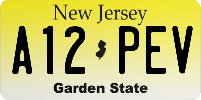 NJ license plate A12PEV
