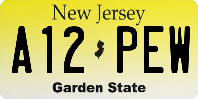 NJ license plate A12PEW