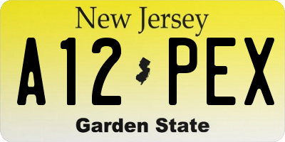 NJ license plate A12PEX