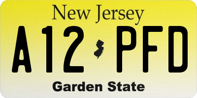 NJ license plate A12PFD
