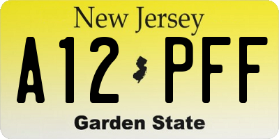 NJ license plate A12PFF