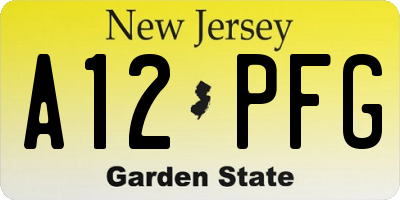 NJ license plate A12PFG