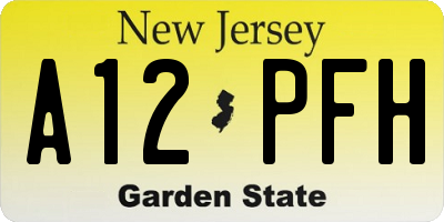 NJ license plate A12PFH