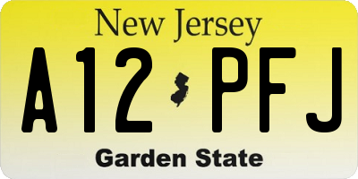 NJ license plate A12PFJ