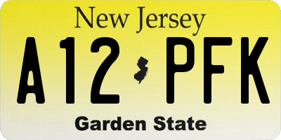 NJ license plate A12PFK