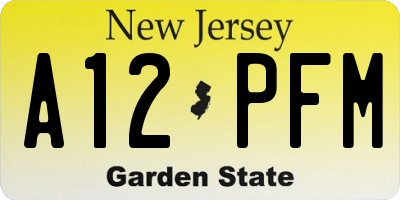 NJ license plate A12PFM