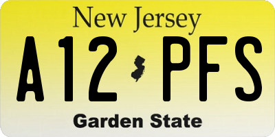 NJ license plate A12PFS