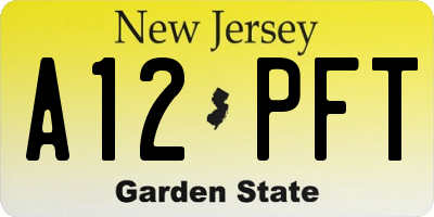 NJ license plate A12PFT