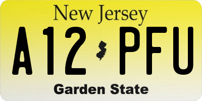 NJ license plate A12PFU
