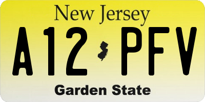 NJ license plate A12PFV