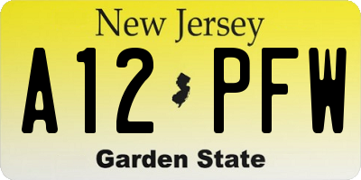 NJ license plate A12PFW