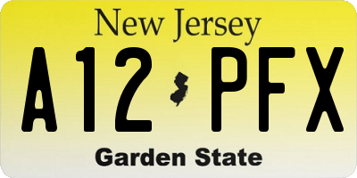 NJ license plate A12PFX