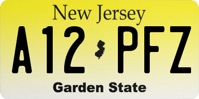 NJ license plate A12PFZ