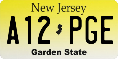 NJ license plate A12PGE