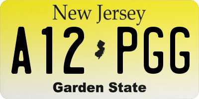 NJ license plate A12PGG