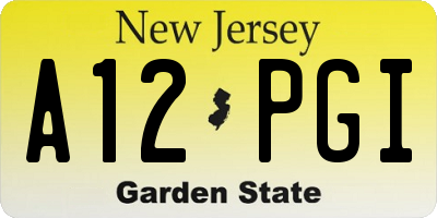 NJ license plate A12PGI