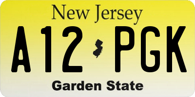 NJ license plate A12PGK