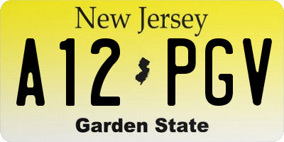 NJ license plate A12PGV