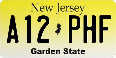 NJ license plate A12PHF