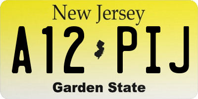 NJ license plate A12PIJ