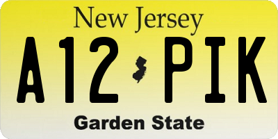 NJ license plate A12PIK