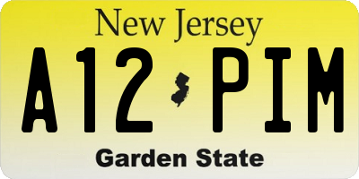 NJ license plate A12PIM