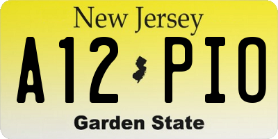 NJ license plate A12PIO