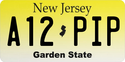 NJ license plate A12PIP
