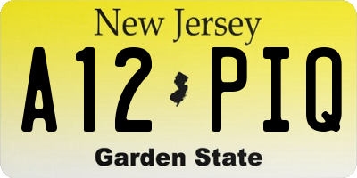 NJ license plate A12PIQ