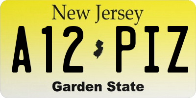 NJ license plate A12PIZ