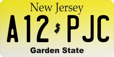 NJ license plate A12PJC