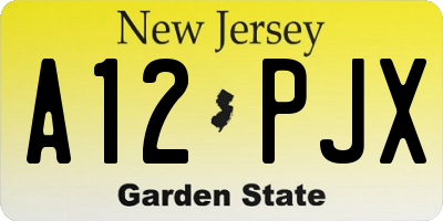 NJ license plate A12PJX