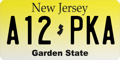 NJ license plate A12PKA