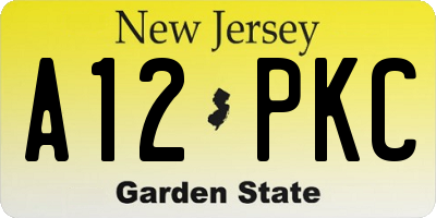 NJ license plate A12PKC