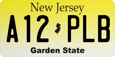 NJ license plate A12PLB