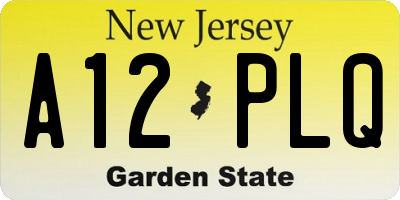 NJ license plate A12PLQ