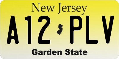NJ license plate A12PLV