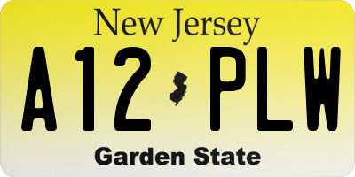 NJ license plate A12PLW